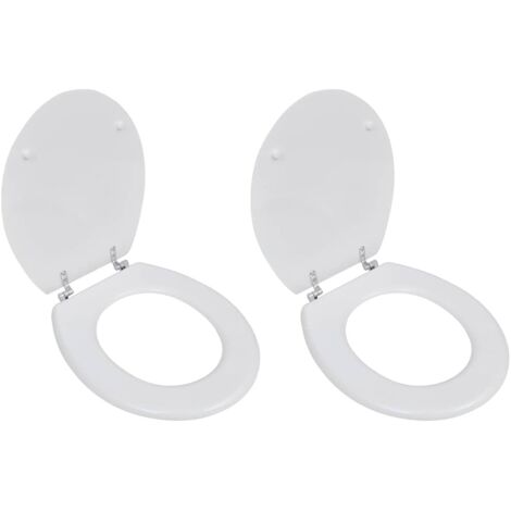Lot de 2 Sièges de toilette,Abattant WC,Sièges WC avec couvercles MDF Blanc VDVM404093 (1/5)
