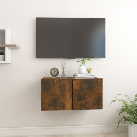 Armoire TV suspendue Armoire murale Armoire de rangement Chêne fumé 60x30x30 cm Bois d'ingénierie RTJEX663111 (1/5)