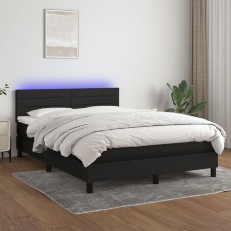 Lit adulte - Sommier tapissier avec matelas et LED - Sommier pour Adulte et Enfant - Noir 140x190 cm Tissu XJDT392639 (1/5)