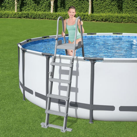 Échelle de piscine,Échelle de Sécurité pour Piscine,Escalier de piscine de sécurité à 4 marches Flowclear 132 cm CNEI742260