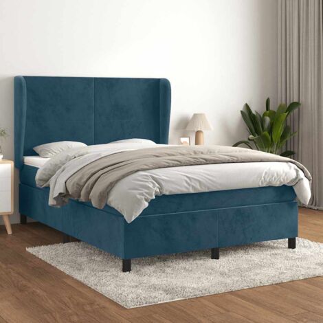Lit à sommier tapissier et matelas,Lit Adulte,Meuble de Chambre à Coucher Bleu foncé 140x200cm Velours XZZ292188 (1/5)