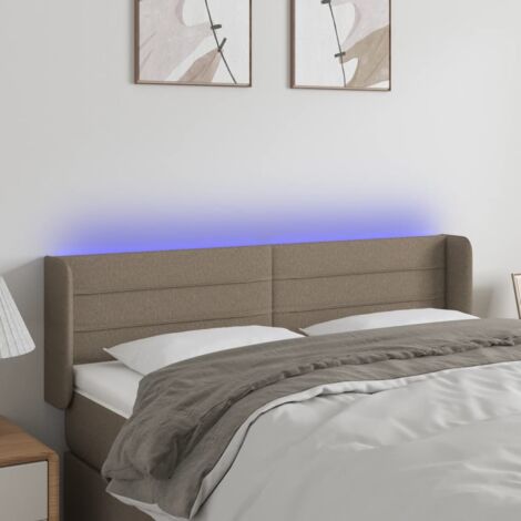 Tête de lit avec lumière LED,Panneau de lit,Décoration murale Taupe 147x16x78/88 cm Tissu XJDT292705 (1/5)