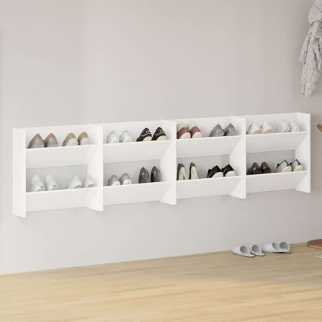 Armoires à chaussures murales 4 pcs Meuble à chaussures Étagère de rangement Blanc 60x18x60 cm Aggloméré RTJEX676571 (1/5)