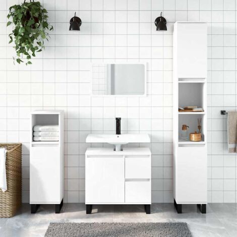 Armoire de salle de bain Armoire de rangement Placard de Rangement blanc 65x33x60 cm bois d'ingénierie XZZZ524131 (1/5)