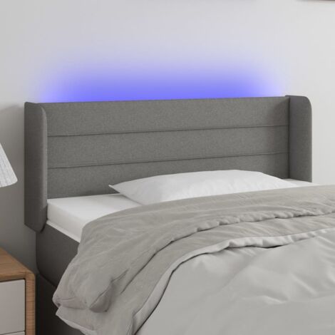Tête de lit avec lumière LED,Panneau de lit,Décoration murale Gris foncé 103x16x78/88 cm Tissu XJDT346637 (1/5)