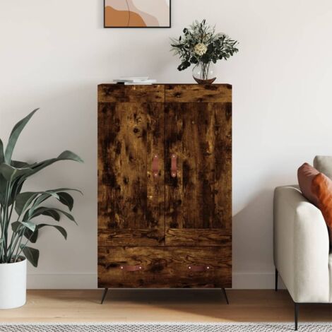 Buffet haut  Bahut haut  Meuble de Rangement pour Salon, Salle à Manger, Cuisine chêne fumé 69,5x31x115 cm bois d'ingénierie XZZ188098 (1/5)