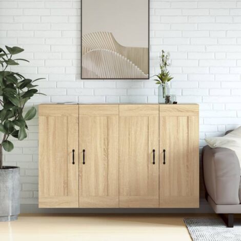 Lot de 2 Armoires murales,Armoire de rangement,Armoire suspendue chêne sonoma bois d'ingénierie VDVM454246 (1/5)