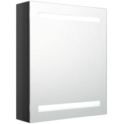 Armoire de salle de bain à miroir LED Noir brillant 50x14x60 (1/5)