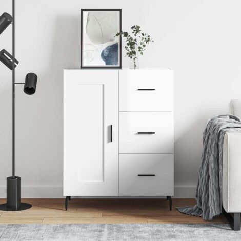 Buffet,Bahut,Meuble de Rangement pour Salon, Salle à Manger, Cuisine Blanc brillant 69,5x34x90 cm Bois d'ingénierie DGBDF880364 (1/5)
