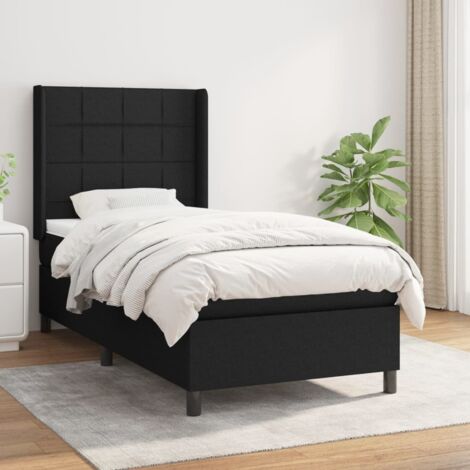 Lit Adulte moderne, Lit à sommier tapissier avec matelas Noir 90x200 cm Tissu GSW80794 (1/5)