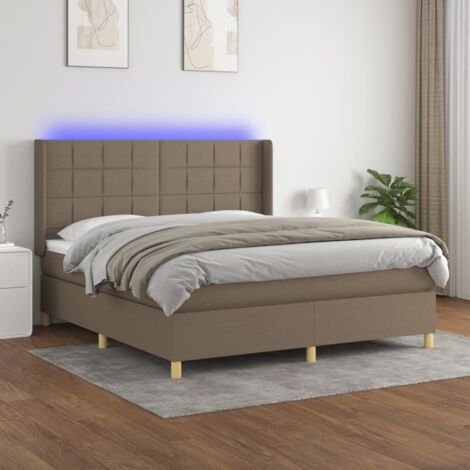 Sommier tapissier avec matelas et LED Sommier pour Adulte et Enfant Lit adulte Taupe 180x200 cm Tissu XEJZT494141 (1/5)