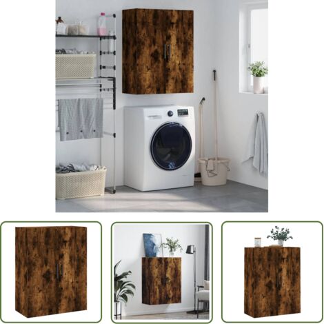 The Living Store Armoire murale chêne fumé 69,5x34x90 cm - Meuble Mural - Armoire Murale - Rangement Mural - Armoire De Rangement - Meuble De Cuisine (1/5)