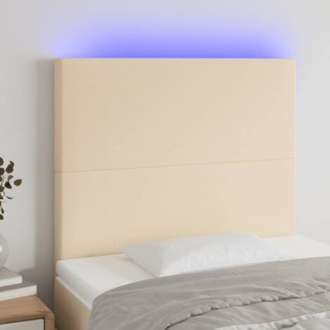 Tête de lit avec lumière LED,Panneau de lit,Décoration murale Crème 90x5x118/128 cm Tissu XJDT746949 (1/5)