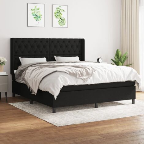 Lit à sommier tapissier avec matelas,Lit Adulte,Meuble de Chambre à Coucher Noir 160x200 cm Tissu XZZ506899 (1/5)