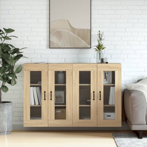 Lot de 2 Armoires murales,Armoire de rangement,Armoire suspendue chêne sonoma bois d'ingénierie VDVM930047 (1/5)