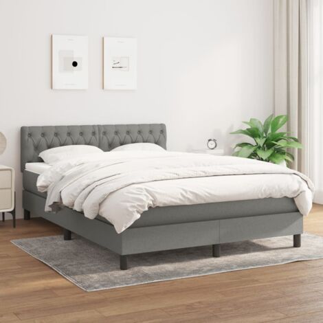 Lit Adulte - Lit à sommier tapissier avec matelas- Lit double - Meuble de Chambre à Coucher - Crème 140x190 cm Tissu DNXGW7230761 CNIS7230761 (1/5)