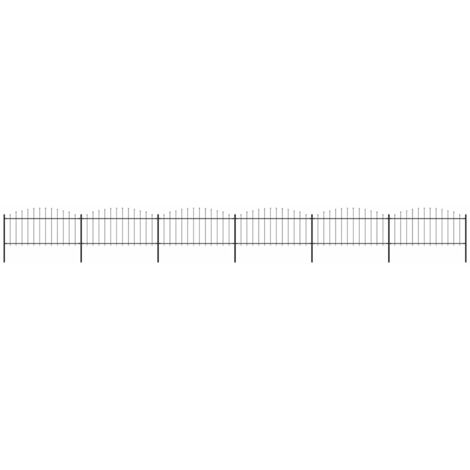Clôture de jardin，Barrière de jardin，Portail de jardin à dessus en lance Acier (0,5-0,75)x10,2m Noir CNENE937515 (1/5)