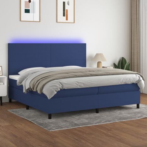 Sommier tapissier et matelas et LED Sommier pour Adulte et Enfant Lit adulte Bleu 200x200 cm Tissu XRKJY6155271 (1/5)