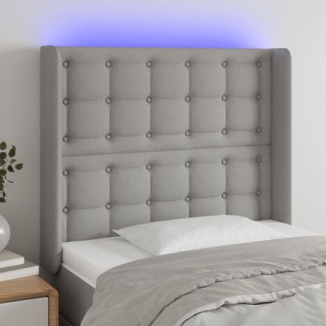 Tête de lit avec lumière LED,Panneau de lit,Décoration murale Gris clair 103x16x118/128 cm Tissu VSGS463019 (1/5)