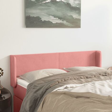 Tête de lit avec oreilles,Panneau de lit,Pour Lit adulte,Décoration murale Rose 147x16x78/88 cm Velours XZZ797592 (1/5)