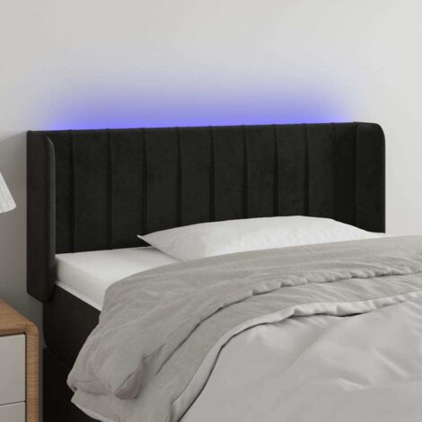 Tête de lit avec lumière LED,Panneau de lit,Décoration murale Noir 103x16x78/88 cm Velours XJDT314298 (1/5)