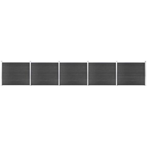 Ensemble de panneau de clôture,Barrière de jardin WPC 872x146 cm Gris GDSVW95205 (1/5)