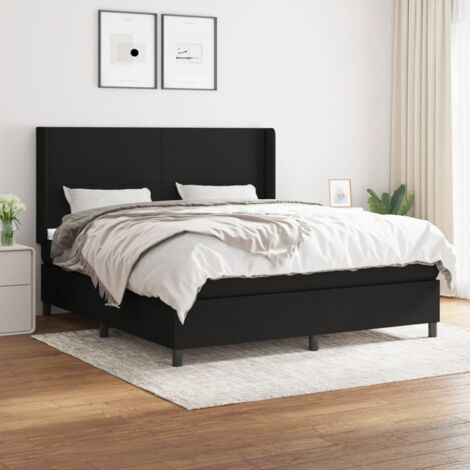 Lit à sommier tapissier avec matelas,Lit Adulte,Meuble de Chambre à Coucher Noir 160x200 cm Tissu XZZ535321 (1/5)