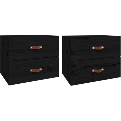 lot de 2 Tables de chevet murales  Tables d'Appoint  Tables de nuit Noir 50x36x40 cm VGT76563 (1/5)