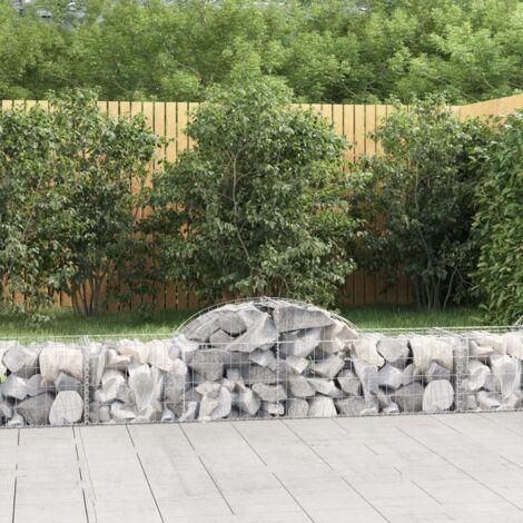 Paniers à gabions  Clôture de jardin  Mur en Gabion  Cage à Pierres de Jardin décoratif arqués 10 pcs 200x50x40/60 cm fer galvanisé DBEB7778638 (1/5)