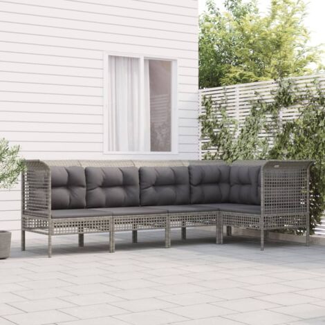 Lot de 5 Salon de jardin Salon d'extérieur Ensemble Meuble de Jardin Mobilier d'Extérieur avec coussins Gris Résine tressée XFNRX155892 (1/5)