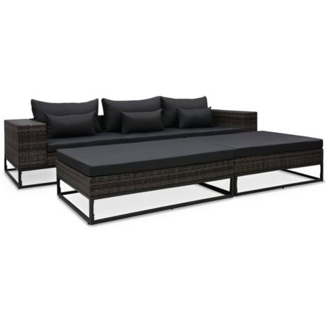 Lot de 5 Salon de jardin Salon d'extérieur Ensemble Meuble de Jardin Mobilier d'Extérieur avec coussins Résine tressée Gris XFNRX616087 (1/5)