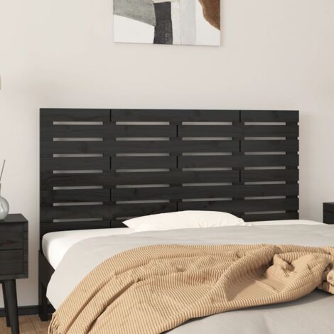 Tête de lit murale,Panneau de lit,Décoration murale Noir 146x3x63 cm Bois massif de pin XZZ58320 (1/5)