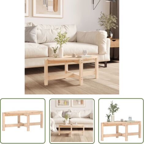 The Living Store Table basse 87x48x35 cm Bois massif de pin - Table Basse - Meuble Salon - Table D'appoint - Bois Massif - Pin (1/5)