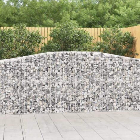 Lot de 2 Paniers à gabions  Clôture de jardin  Mur en Gabion  Cage à Pierres de Jardin décoratif arqués 400x50x100/120 cm Fer galvanisé DBEB5325407 (1/5)