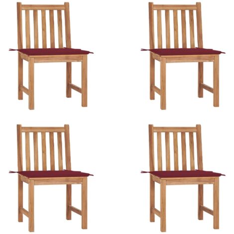 Lot de 4 Chaises de jardin Siège de Terrasse Fauteuil de jardin avec coussins Bois de teck massif DHNET6136580 (1/5)