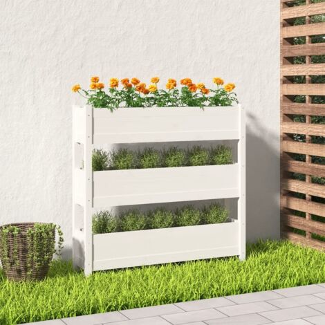 Jardinière Pot de fleurs Bac à fleurs Blanc 112x25x104,5 cm Bois massif de pin BVDXN385231 (1/5)