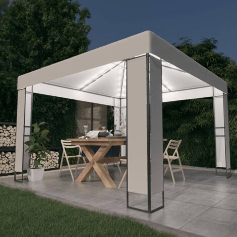 Tonnelle et double toit avec lumières LED,Pergola de Jardin,Tente de Réception,Pavillon de Jardin 3x3 m Blanc XZZ82372 (1/5)