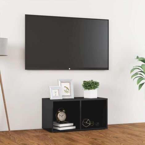 Meuble TV Banc TV Moderne Meuble de Rangement Gris brillant 72x35x36,5 cm Aggloméré XHET30106 (1/5)