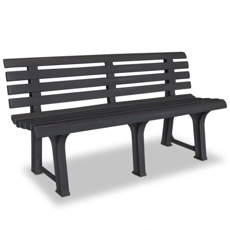 Banc de jardin Banquette de jardin Siège/Chaise de jardin 145,5 cm Plastique Anthracite BTEB53356 (1/5)