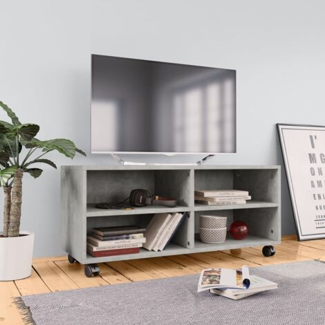 Meuble TV avec roulettes, Banc TV, Support de Télévision, Meuble TV de salon Gris cement 90 x 35 x 35 cm Aggloméré YHJ93226 (1/5)
