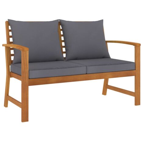 Banc de jardin Banquette de jardin Siège/Chaise et coussin gris foncé 120cm Bois solide d'acacia BTEB95536 (1/5)