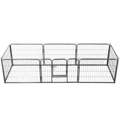 Parc pour chiens 8 panneaux Cage pour chien Cage animaux Acier 60 x 80 cm Noir MCYMH525619 (1/5)