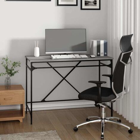 Bureau Table de travail Bureau d'ordinateur sonoma gris 100x50x75 cm bois d'ingénierie et fer BZRNR633403 (1/5)