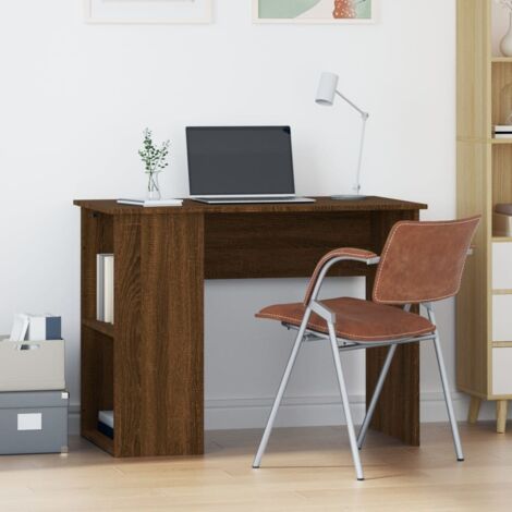 Bureau Table de travail Bureau d'ordinateur chêne marron 100x55x75 cm bois d'ingénierie BZRNR621226 (1/5)