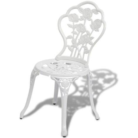 Lot de 2 Chaises de bistro Chaises de café Fauteuil de jardin Aluminium coulé Blanc BSRHS383409 (1/5)
