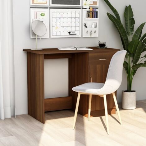Bureau Table de travail Bureau d'ordinateur Chêne marron 100x50x76 cm Bois d'ingénierie BZRNR967973 (1/5)