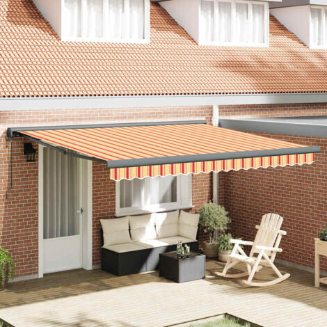 Auvent rétractable Store banne Marquise jaune et blanc 4x3 m tissu et aluminium NDTN3601584 (1/5)