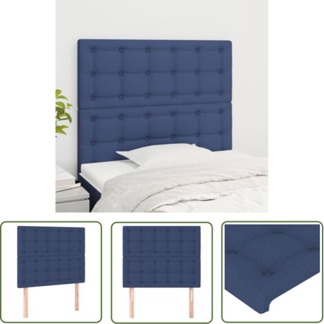 The Living Store Têtes de lit 2 pcs Bleu 90x5x78/88 cm Tissu - Tête De Lit - Têtière De Lit - Meuble De Chambre - Literie - Décoration Chambre (1/5)