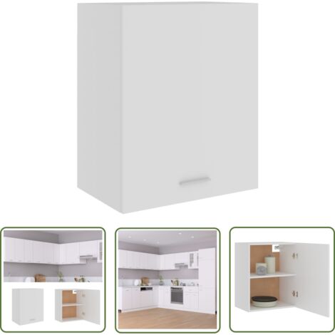 The Living Store Armoire suspendu blanc 50x31x60 cm bois d’ingénierie - Armoire Suspendue - Meuble De Cuisine - Rangement Cuisine - Armoire Blanche - Armoire Bois D'ingénierie (1/5)
