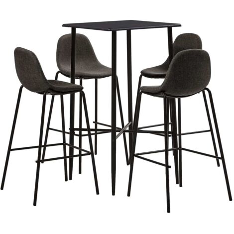 5 pcs Ensemble de bar Set de 1 Table + 4 Tabouret Haut de Bar Moblier de Cuisine/Salle à Manger/bistro Tissu Gris foncé VSGS535684 MaisonChic (1/5)